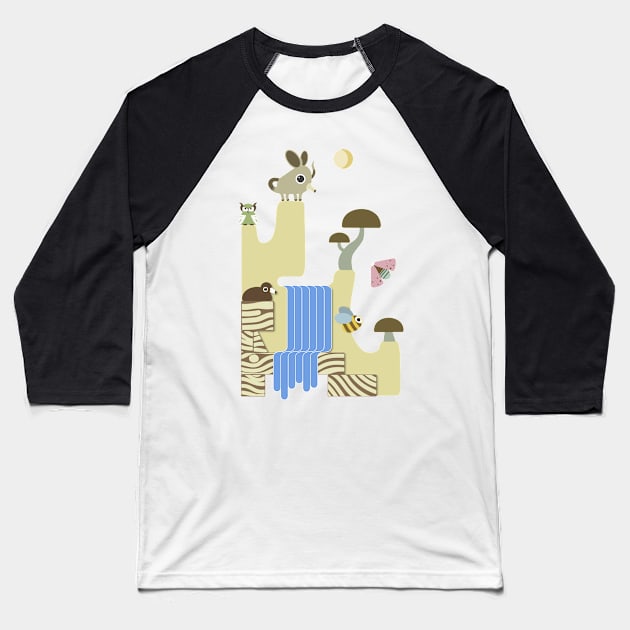 Bibly & Waterfall Baseball T-Shirt by MarshlandOracle